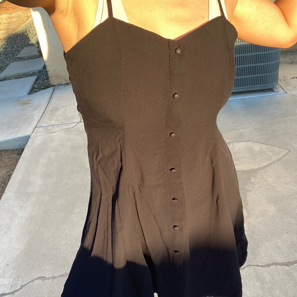 Black Button Up Strappy Dress Size S
